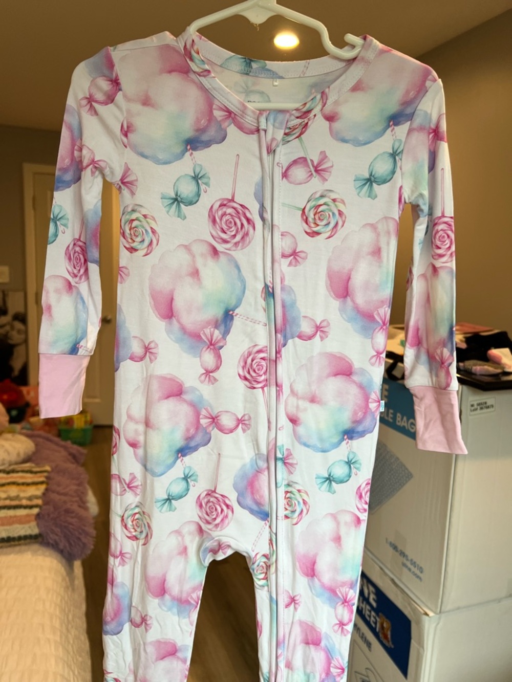 Posh Peanut Sweeties Cotton Candy LollyPop Convertible Zippy Pajamas 18-24M NWOT